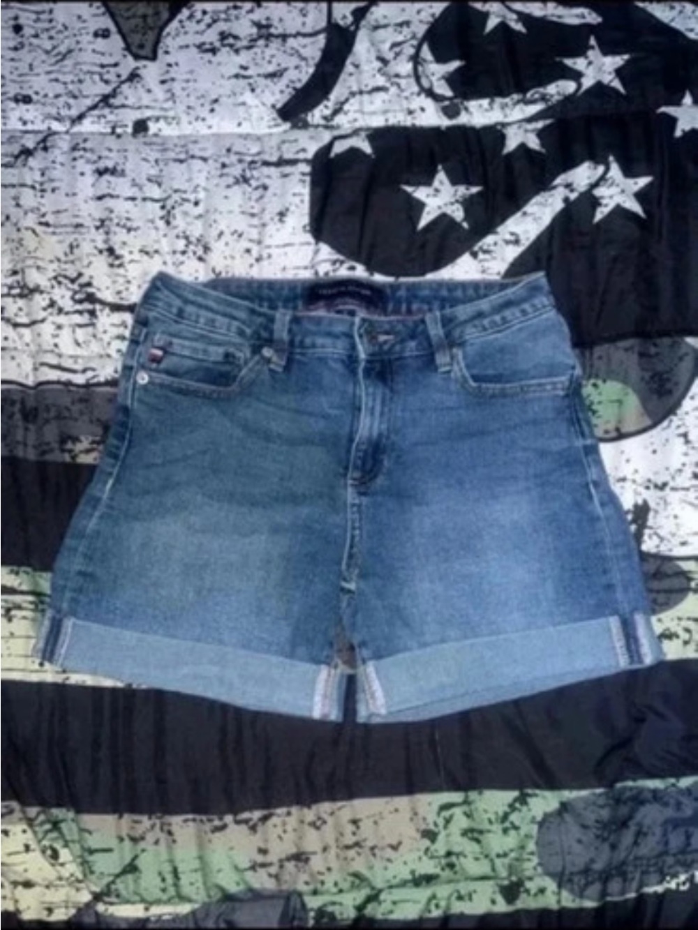 Tommy Hilfiger Blue Denim Cuffed Women's Shorts